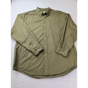Eddie Bauer Mens XL Button Down Shirt Green Cotton Classic Casual Workwear